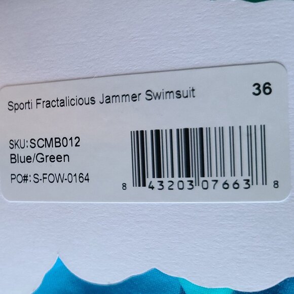 SPORTI FRACTALICIOUS JAMMER SWIMSUIT SIZE 36, 4-WAY STRETCH, COMPETITION FIT - Picture 7 of 11